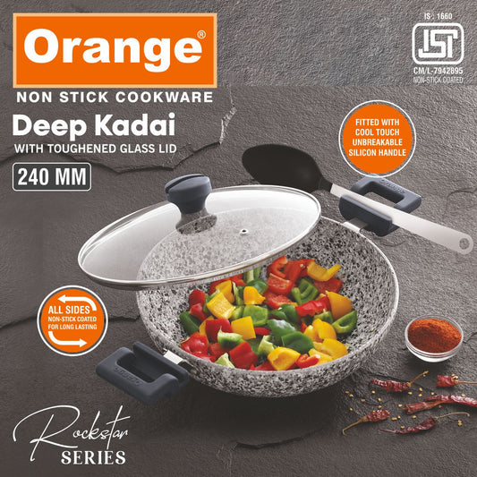 Orange Non-Stick Rockstar Series Deep kadhai