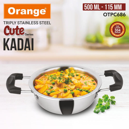 ORANGE TRIPLY CUTE SERIES KADAI 115MM