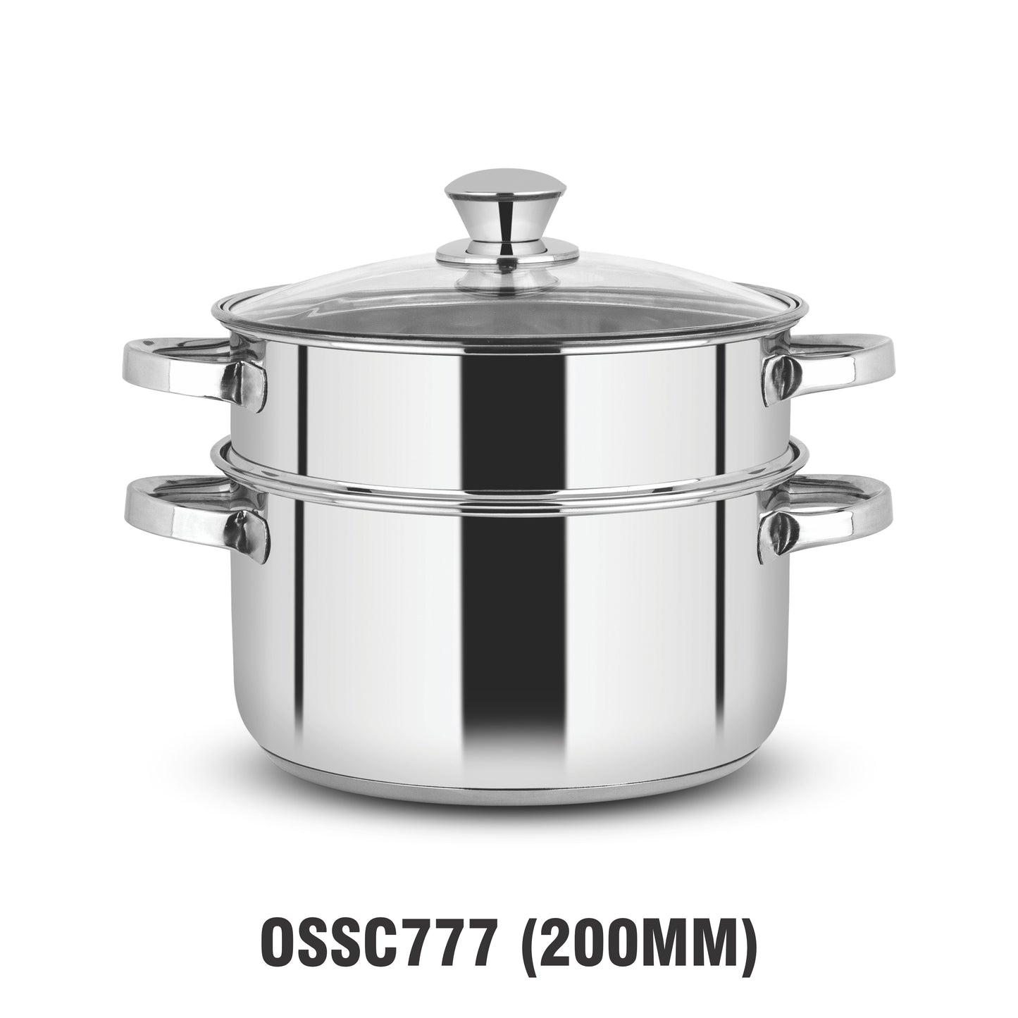 Orange Stainless Steel 2 Tier Food Steamer with Glass Lid | Momos/Modak/Vegetable Steamer | Base Pot Usable as Cooking Casserole | Induction Cooktop Friendly | 5 Year Warranty