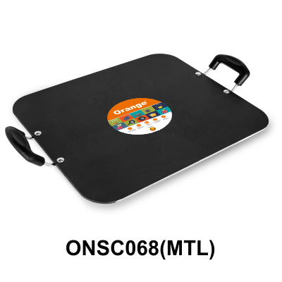 Orange 4.0MM Series Aluminium Non-Stick Multipurpose Tawa | Dosa Tawa | Paratha Tawa with Cool Touch Handle, 4MM Elegant Tawa 33.02 CM Diameter with Free Nylon Spatula & Scrubber | Black