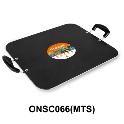 Orange 4.0MM Series Aluminium Non-Stick Multipurpose Tawa | Dosa Tawa | Paratha Tawa with Cool Touch Handle, 4MM Elegant Tawa 33.02 CM Diameter with Free Nylon Spatula & Scrubber | Black