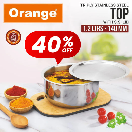 Orange Triply Tope/Milk Pot/Boiler/Tea Pot/Patila/Bhagona