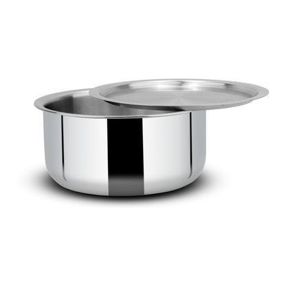 Orange Triply Stainless Steel Tope Set of 6 with Lids | Multipurpose Cookware for Milk, Dal, Rice & Boiling | 2.5mm Heavy Base | Induction & Gas Friendly | Stackable | Silver | 5 Year Warranty