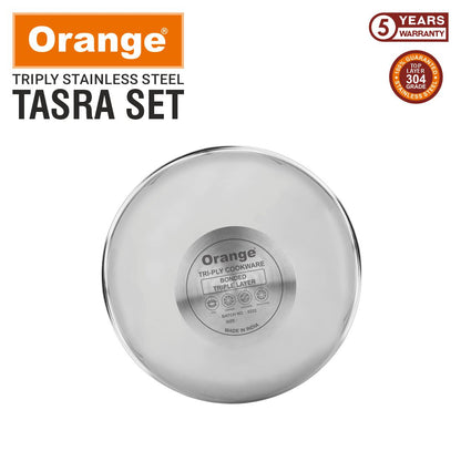Orange Triply Stainless Steel Tasra Set (6pcs)