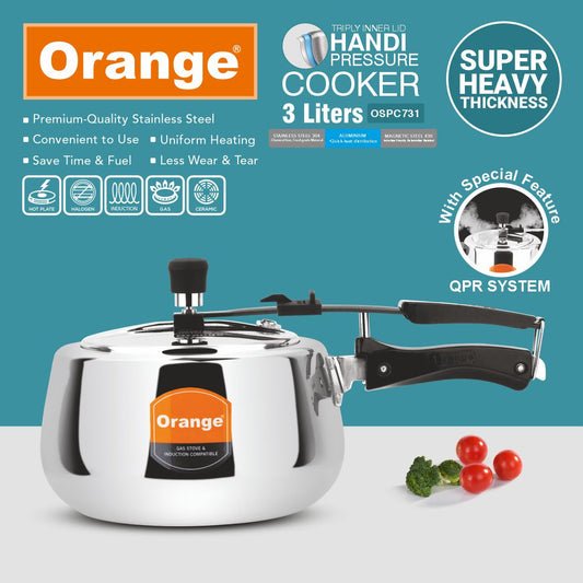 ORANGE - TRIPLY HANDI INNER LID PRESSURE COOKER